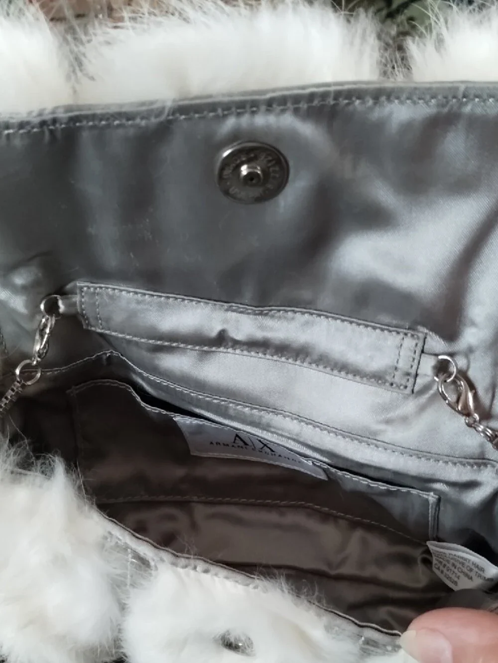Armani White Fur And Chainmail Evening Bag - Elegant Winter Style